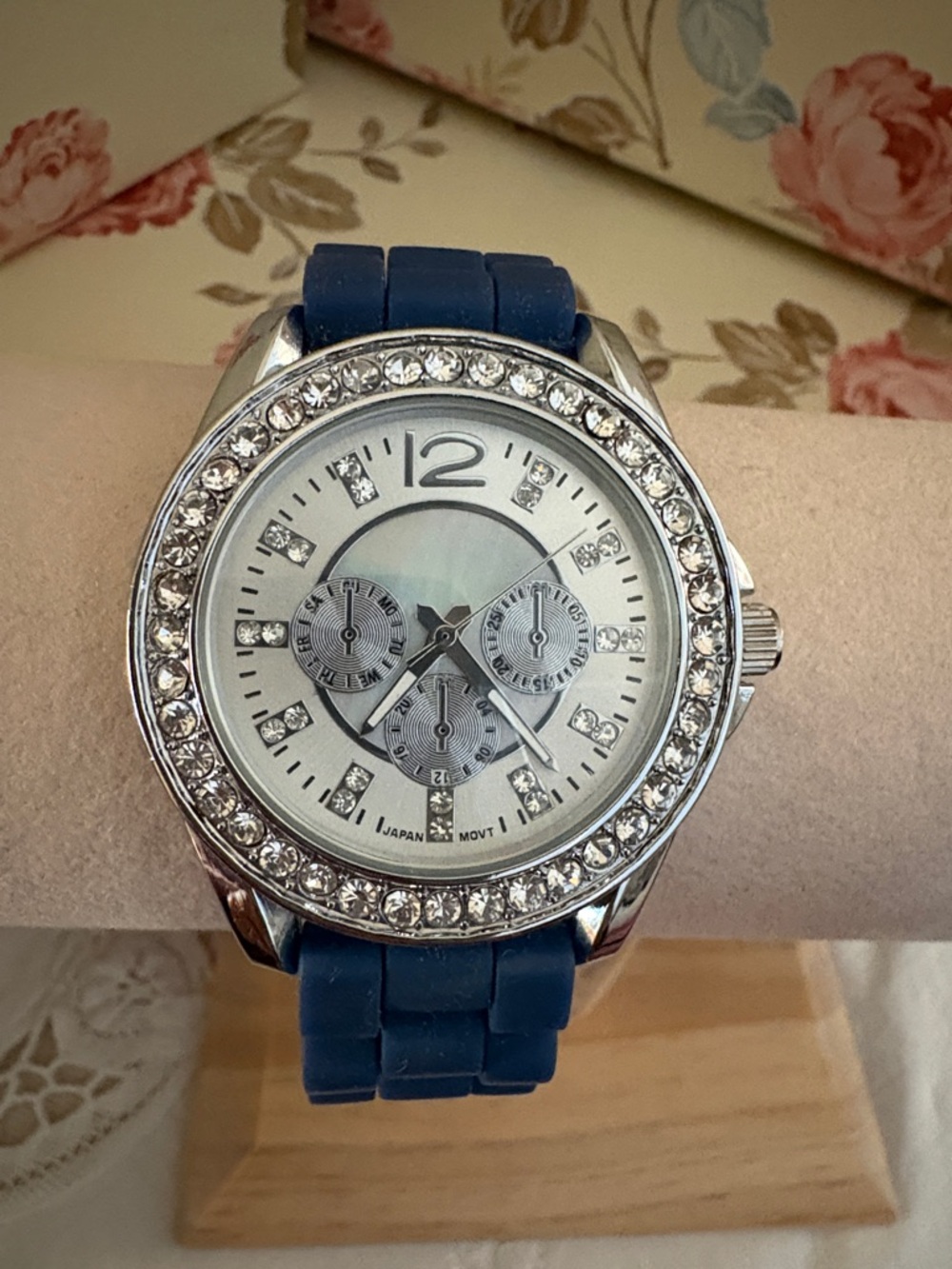 Watch with  Austrian Crystal Accent and Mother Pearl face .